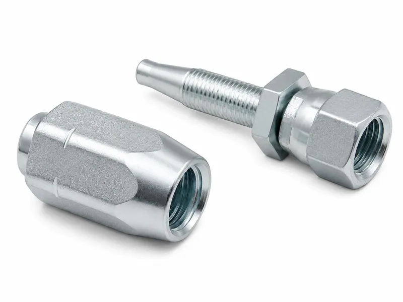 Separate metal socket and straight hose stem with a female threaded connection end