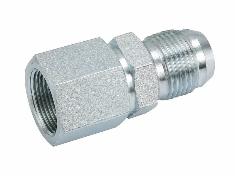 Straight JIC adapter with a female threaded end and male 37° flare nose