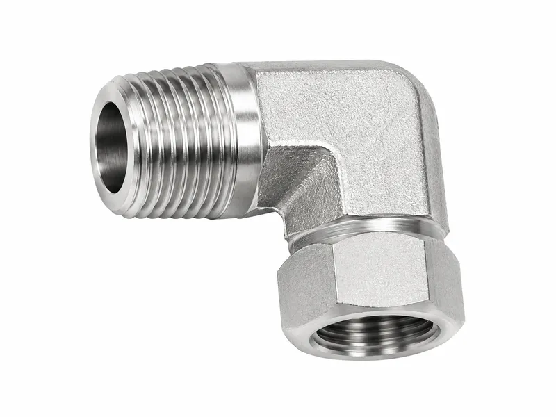 Ninety-degree adapter with one external and one internal threaded end
