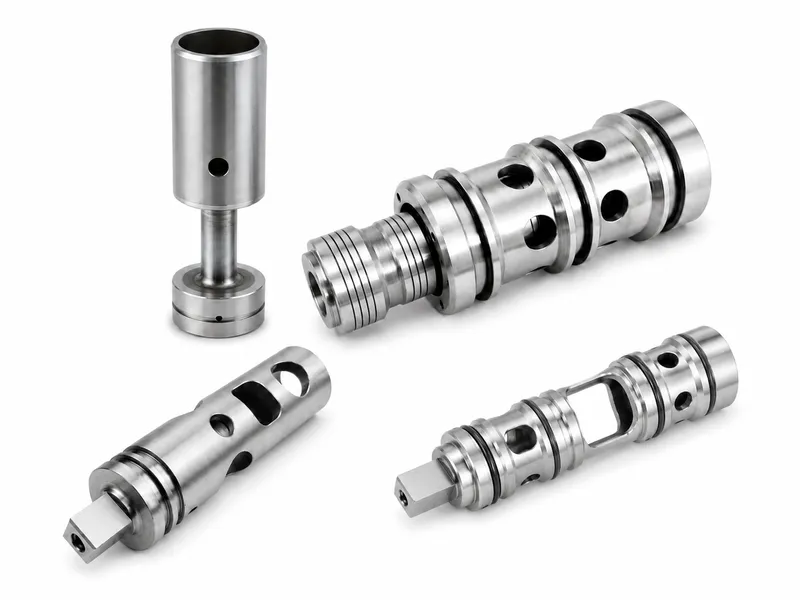 Precision valve spool and piston components for hydraulic control valves